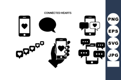 Connected hearts mobile phone social media message icons vec Product Image 1