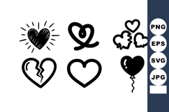 Collection of simple black heart icons in various styles vec Product Image 1