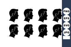 Male silhouette profile heads vector set black simple design Product Image 1
