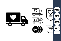 Delivery truck with heart symbol and shipping icons vector i Product Image 1