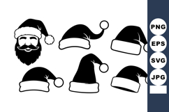 Santa hats and bearded man festive Christmas vector illustra Product Image 1