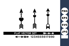 Heart arrow silhouette flat vector set with number symbols a Product Image 1