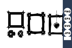 Rustic wooden frames with heart pendant and flower decoratio Product Image 1