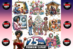 African American Christmas Clipart Bundle png Product Image 1