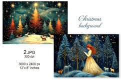 Fantasy Christmas forest background, Christmas Junk Journal Product Image 1