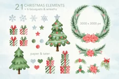 Watercolor White Elephant Christmas Clipart, Xmas Animal PNG Product Image 4