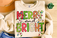 Merry And Bright PNG, Holiday PNG, Christmas Lights PNG Product Image 1