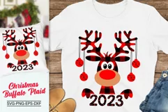 Christmas Buffalo Plaid Reindeer Svg, Christmas Moose Svg Product Image 1