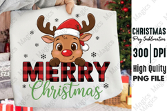 Xmas Reindeer Red Nose Plaid PNG Product Image 1