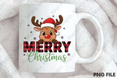 Xmas Reindeer Red Nose Plaid PNG Product Image 4