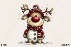 Cute Whimsical Christmas Reindeer Clipart Holiday PNG Product Image 1