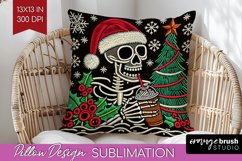 Christmas Skeleton Pillow Sublimation - Santa Pillow Cover Product Image 1