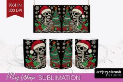 Christmas Skeleton Mug Wrap - Santa Mug Sublimation 15 Oz Product Image 1