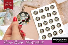 Christmas Skeleton Round Sticker - Santa Printable Stickers Product Image 1