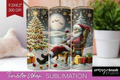 Christmas Skeleton Tumbler Wrap - Santa Tumbler Sublimation Product Image 1