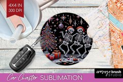 Christmas Skeleton Car Coaster PNG - Skull Santa Sublimatoin Product Image 1
