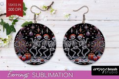 Christmas Skeleton Round Earrings, Santa Earring Sublimation Product Image 1