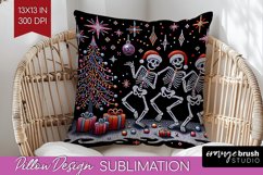 Christmas Skeleton Pillow Sublimation - Santa Pillow Cover Product Image 1