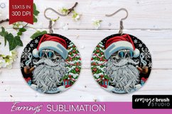 Christmas Skeleton Round Earrings, Santa Earring Sublimation Product Image 1