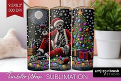 Christmas Skeleton Tumbler Wrap - Santa Tumbler Sublimation Product Image 1