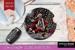 Christmas Skeleton Car Coaster PNG - Skull Santa Sublimatoin Product Image 1