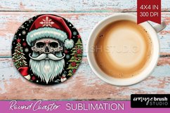 Christmas Skeleton Round Coaster - Santa Coaster Sublimation Product Image 1