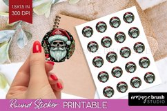 Christmas Skeleton Round Sticker - Santa Printable Stickers Product Image 1