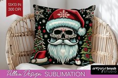 Christmas Skeleton Pillow Sublimation - Santa Pillow Cover Product Image 1