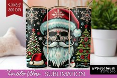Christmas Skeleton Tumbler Wrap - Santa Tumbler Sublimation Product Image 1