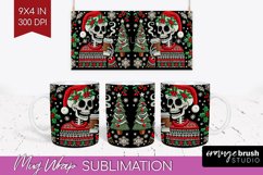 Christmas Skeleton Mug Wrap - Santa Mug Sublimation 15 Oz Product Image 1
