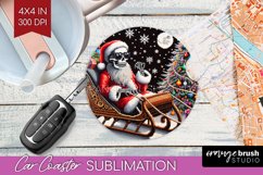 Christmas Skeleton Car Coaster PNG - Skull Santa Sublimatoin Product Image 1