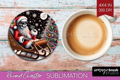 Christmas Skeleton Round Coaster - Santa Coaster Sublimation Product Image 1
