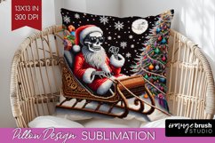 Christmas Skeleton Pillow Sublimation - Santa Pillow Cover Product Image 1