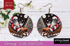 Christmas Skeleton Round Earrings, Santa Earring Sublimation Product Image 1