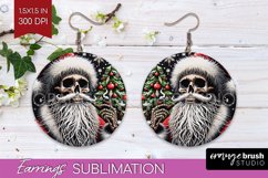 Christmas Skeleton Round Earrings, Santa Earring Sublimation Product Image 1