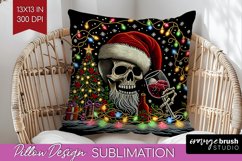 Christmas Skeleton Pillow Sublimation - Santa Pillow Cover Product Image 1