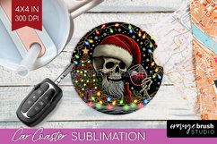 Christmas Skeleton Car Coaster PNG - Skull Santa Sublimatoin Product Image 1