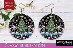 Christmas Skeleton Round Earrings, Santa Earring Sublimation Product Image 1