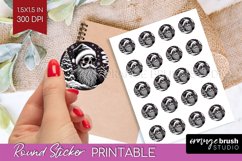Christmas Skeleton Round Sticker - Santa Printable Stickers Product Image 1