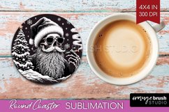 Christmas Skeleton Round Coaster - Santa Coaster Sublimation Product Image 1