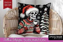 Christmas Skeleton Pillow Sublimation - Santa Pillow Cover Product Image 1