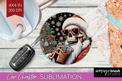 Christmas Skeleton Car Coaster PNG - Skull Santa Sublimatoin Product Image 1
