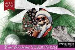 Christmas Skeleton Ornament PNG - Santa Xmas Sublimation Product Image 1