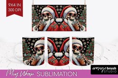 Christmas Skeleton Mug Wrap - Santa Mug Sublimation 15 Oz Product Image 1