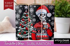 Christmas Skeleton Tumbler Wrap - Santa Tumbler Sublimation Product Image 1