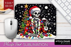 Christmas Skeleton Mouse Pad Sublimation - Santa Skull PNG Product Image 1