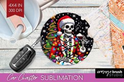 Christmas Skeleton Car Coaster PNG - Skull Santa Sublimatoin Product Image 1