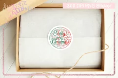 Christmas Sticker- PNG File - Round Merry Christmas Sticker Product Image 2