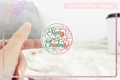 Christmas Sticker- PNG File - Round Merry Christmas Sticker Product Image 1