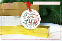 Christmas Sticker- PNG File - Round Merry Christmas Sticker Product Image 5
